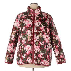 Lands End Spring Jacket Quilted Pink Floral Print